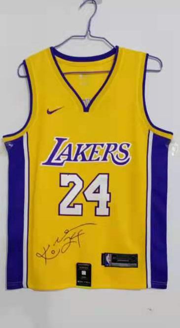 Men Los Angeles Lakers #24 Bryant Yellow Signed version Nike NBA Jersey->los angeles lakers->NBA Jersey